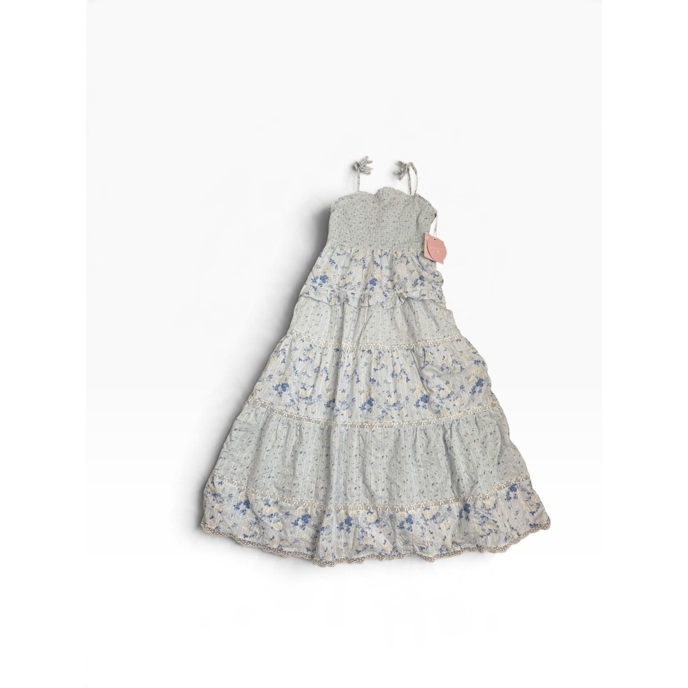 LoveShackFancy Target Girls Blue Floral Smocked Tiered Maxi Dress Size 14 NWT